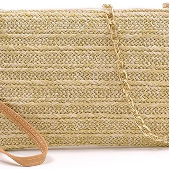 Crossbody Summer Bag for Women Beach Straw Purse with Strap - Picture 7 of 7